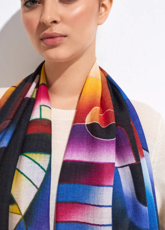 "The Wanderer's Sunset" Baby Alpaca & Silk Shawl