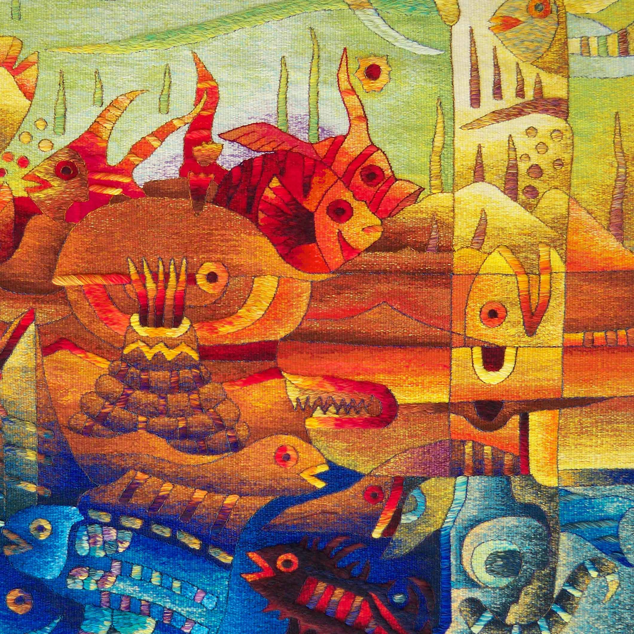 Marine Totem and Manta Ray Fish </br>47 x 55"