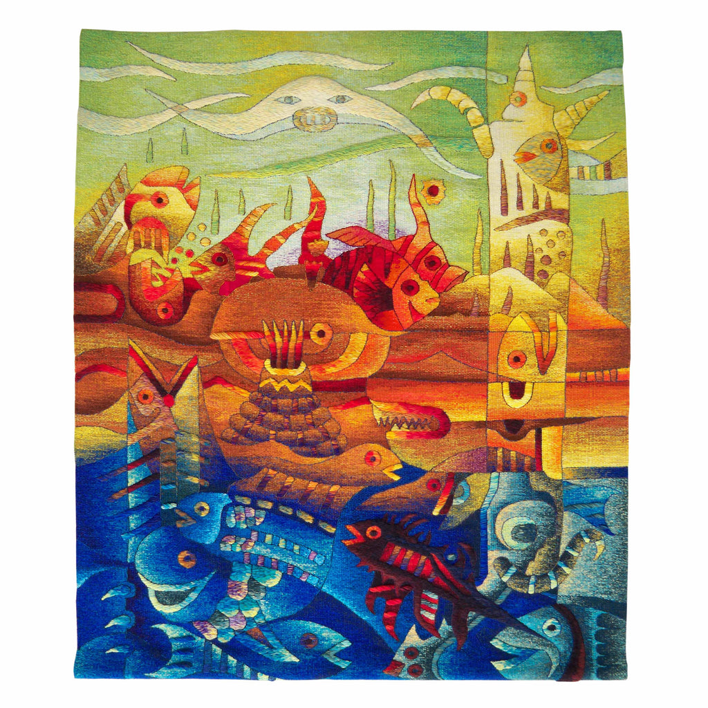 Marine Totem and Manta Ray Fish 47 x 55"