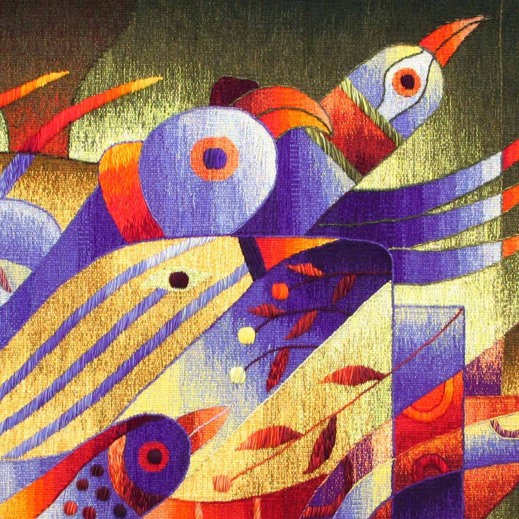 Round of Birds in the Garden </br>47 x 51"