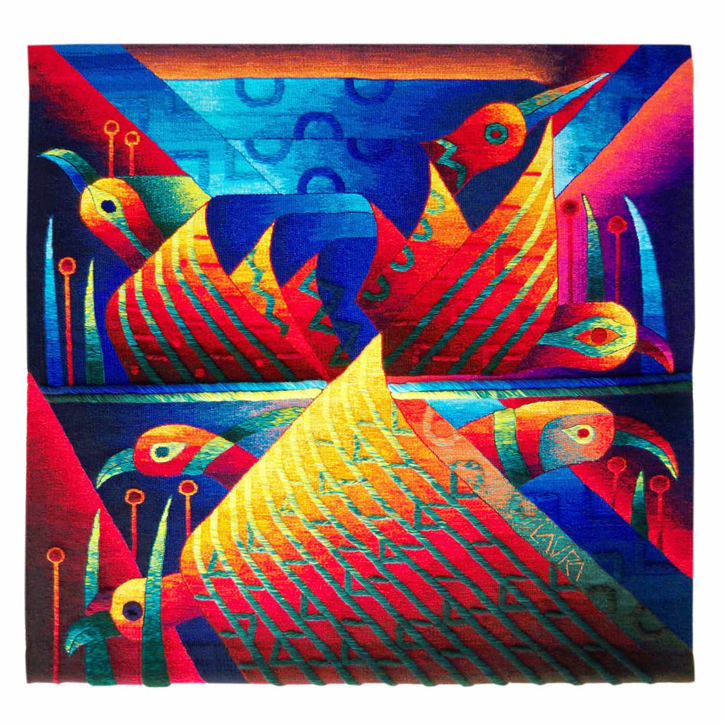 Sacred Birds and Mantles 47 x 47"